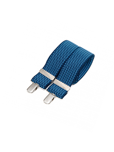 Wide clip-on suspenders – Blue micro-pattern on navy