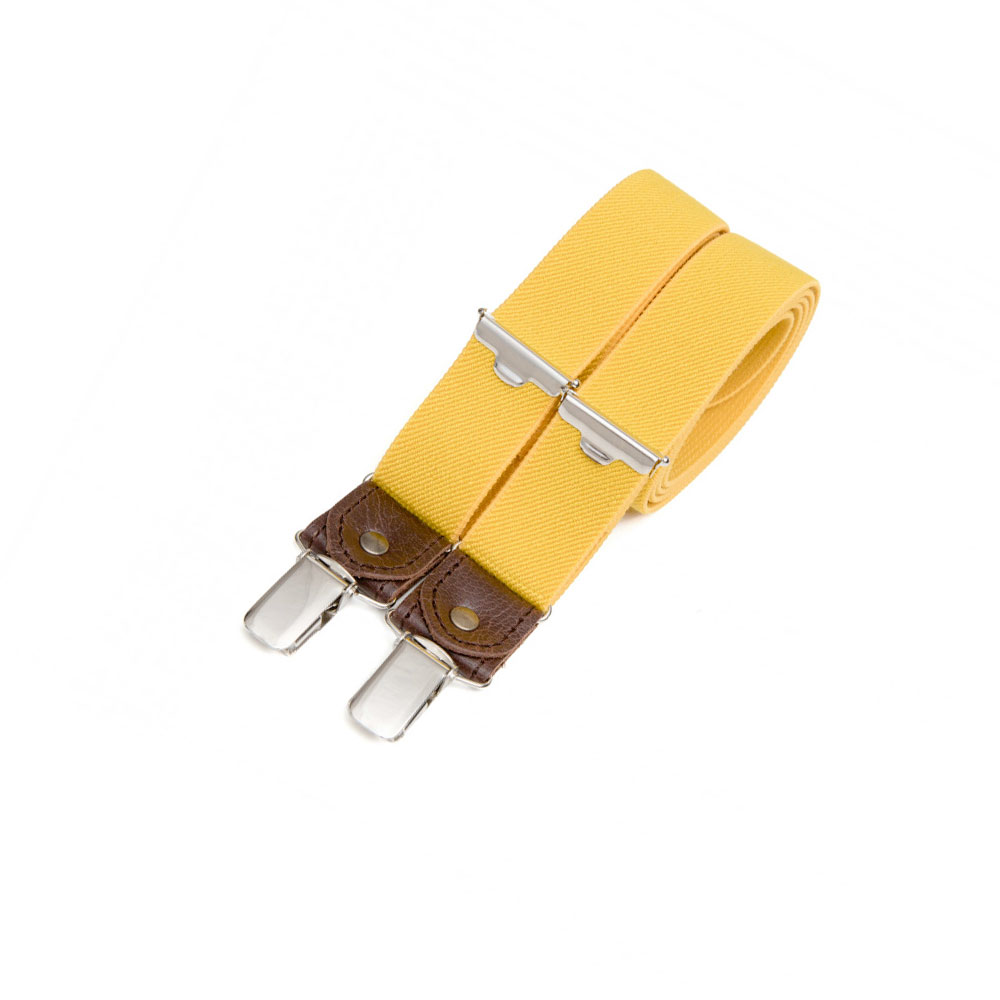 Skinny clip-on suspenders with leather details – Yellow