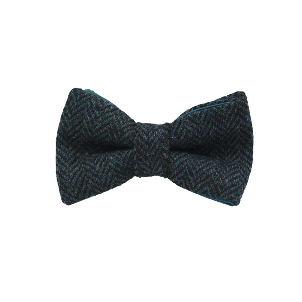 Jaggs - Vlinderdas Tweed "Dundee" - Chevron turquoise