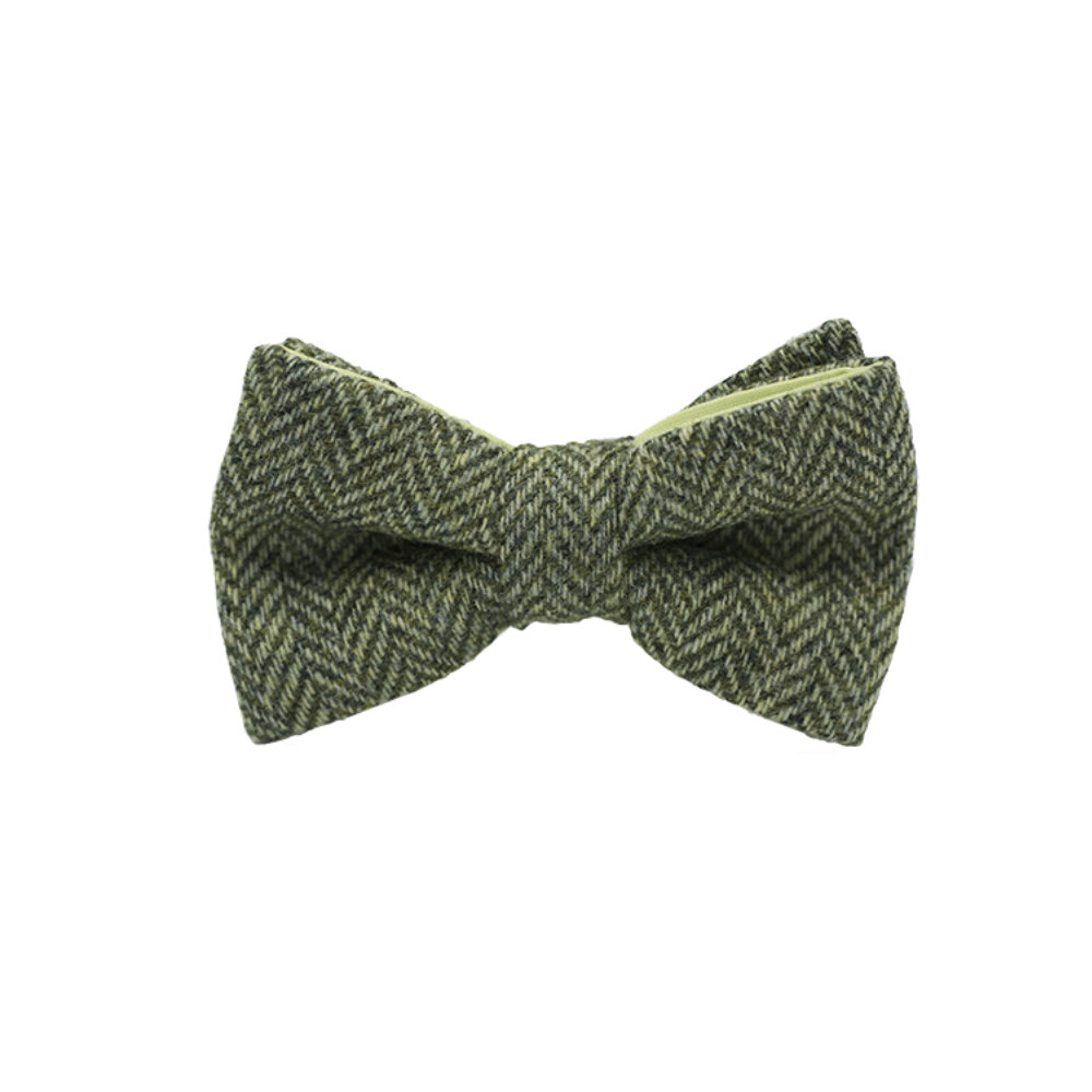 Jaggs - Vlinderdas Tweed "Dundee" - Chevron vert