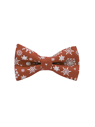Jaggs - Bow tie "Christmas Snow" - silver snowflakes on red background