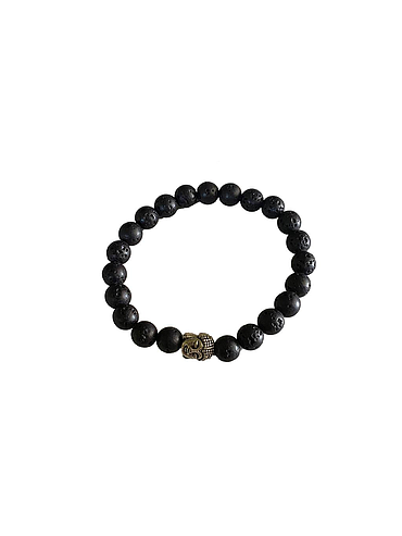Abel - Bracelet with lava stones and silver Buda head