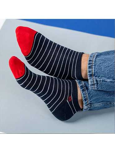 BillyBelt - Gestreepte Sokken - Navy & Wit